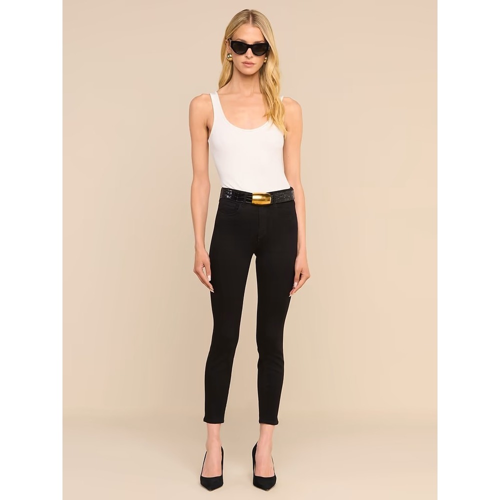 L'AGENCE Margot Cropped Skinny Jean High Rise Stretch Denim Black Size 24